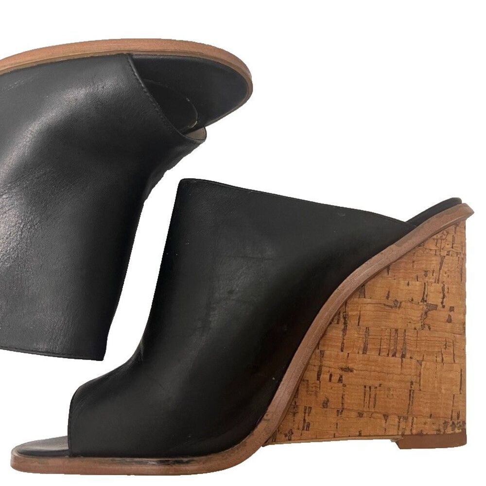 ZARA BASIC Black Wedge Cork Platform Sandals Wome… - image 7